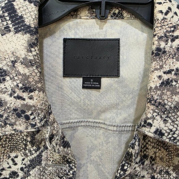 Sanctuary Women’s Snake Print Cropped Jacket – Size S – Animal Print Denim Style - Picture 2 of 12